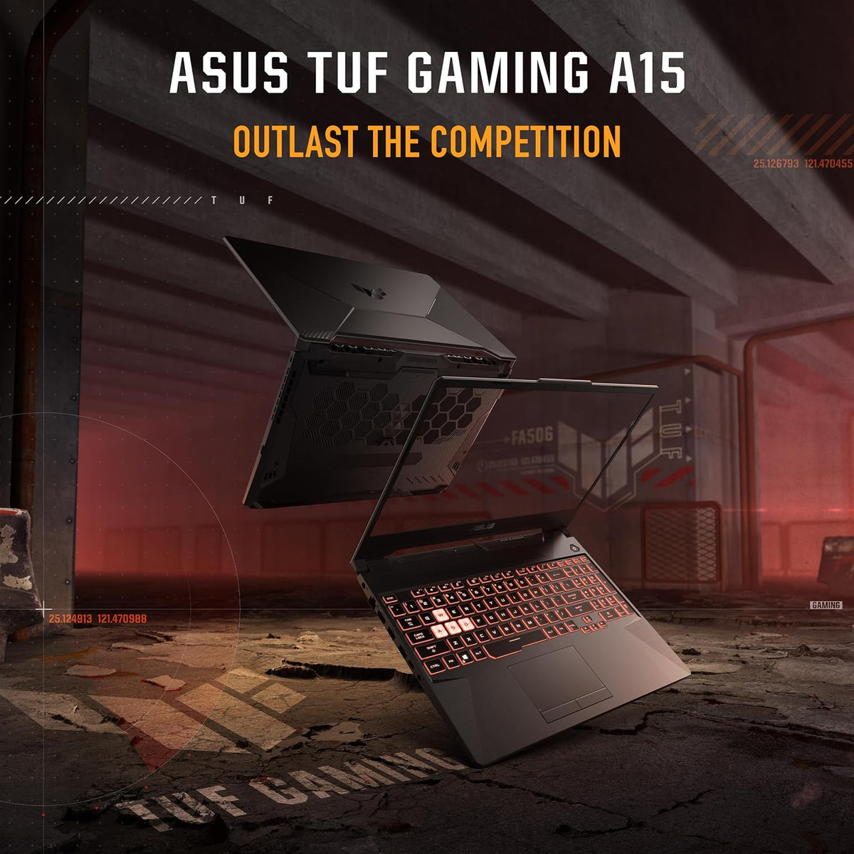 ASUS TUF GAMING A15 FA506NC-HN002W AMD RYZEN R5 7535HS 8GB 512GB SSD 15.6Inch Full HD Windows 11 Home، كمبيوتر محمول أسود