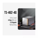 QNAP TS-462-4G 4-Bay, 2.5GbE, Intel CPU, 4GB RAM, M.2 Slots, PCIe Slot, Home NAS