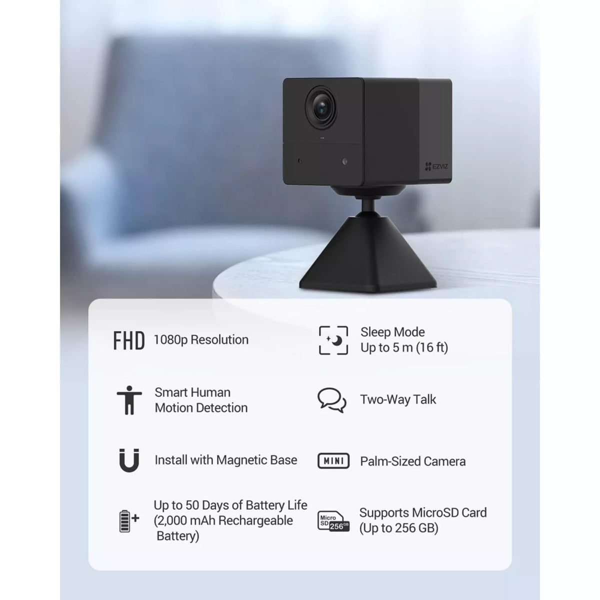 Ezviz BC2 Wi-Fi Smart Home Battery Camera with Motion Detection, CS-BC2-A0-2C2WPFB