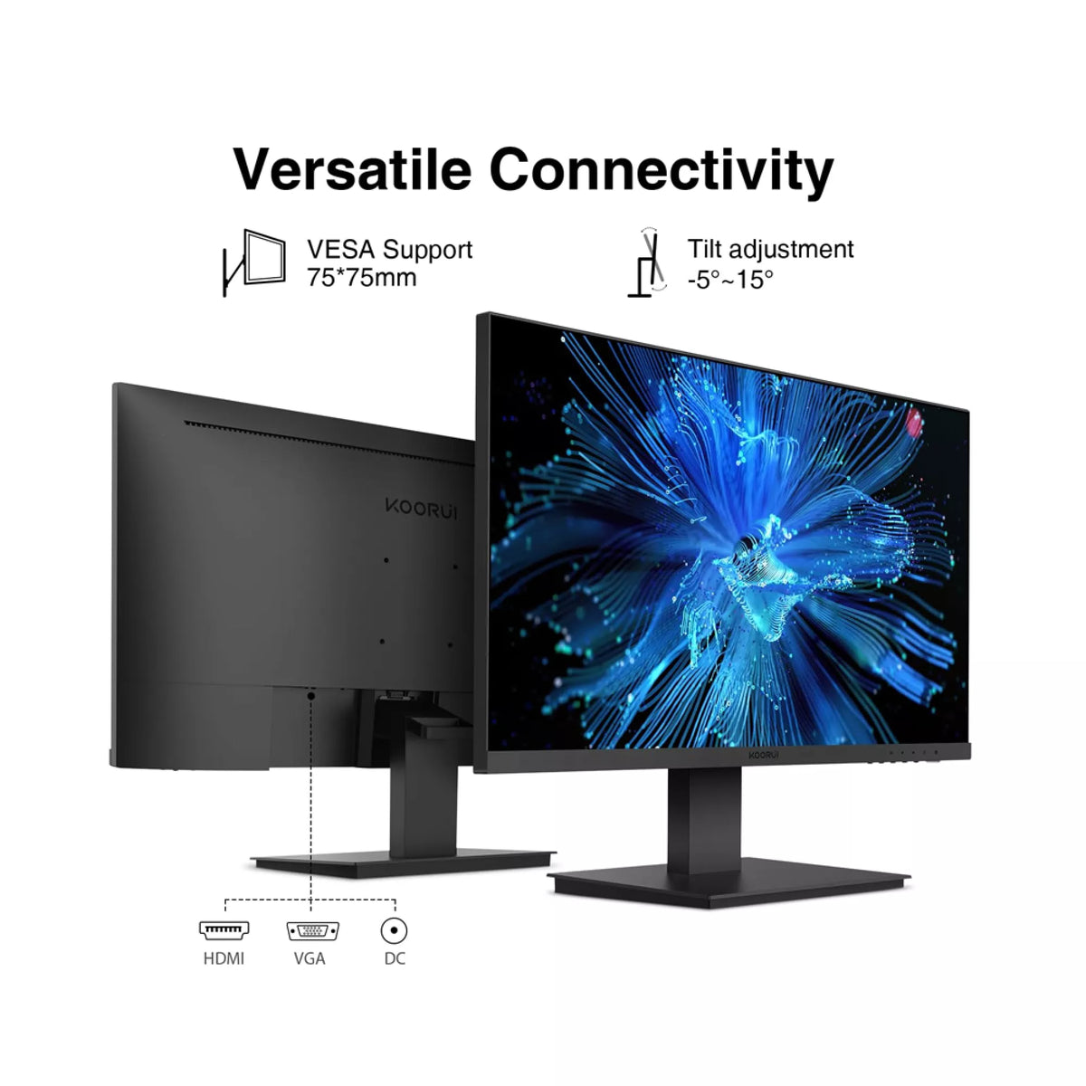 Koorui P01 24 Inch FHD Adpitive Sync Eye Care and Ergonomic Tilt Adjustment Monitor With Build-in Speakers