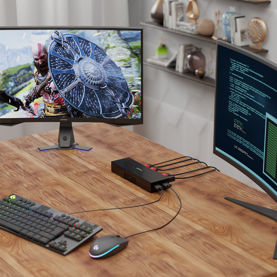 Mowsil HDMI KVM Switch 2 Port 4K@60Hz – Share USB Keyboard, Mouse & Monitor Between 2 PCs/Laptops