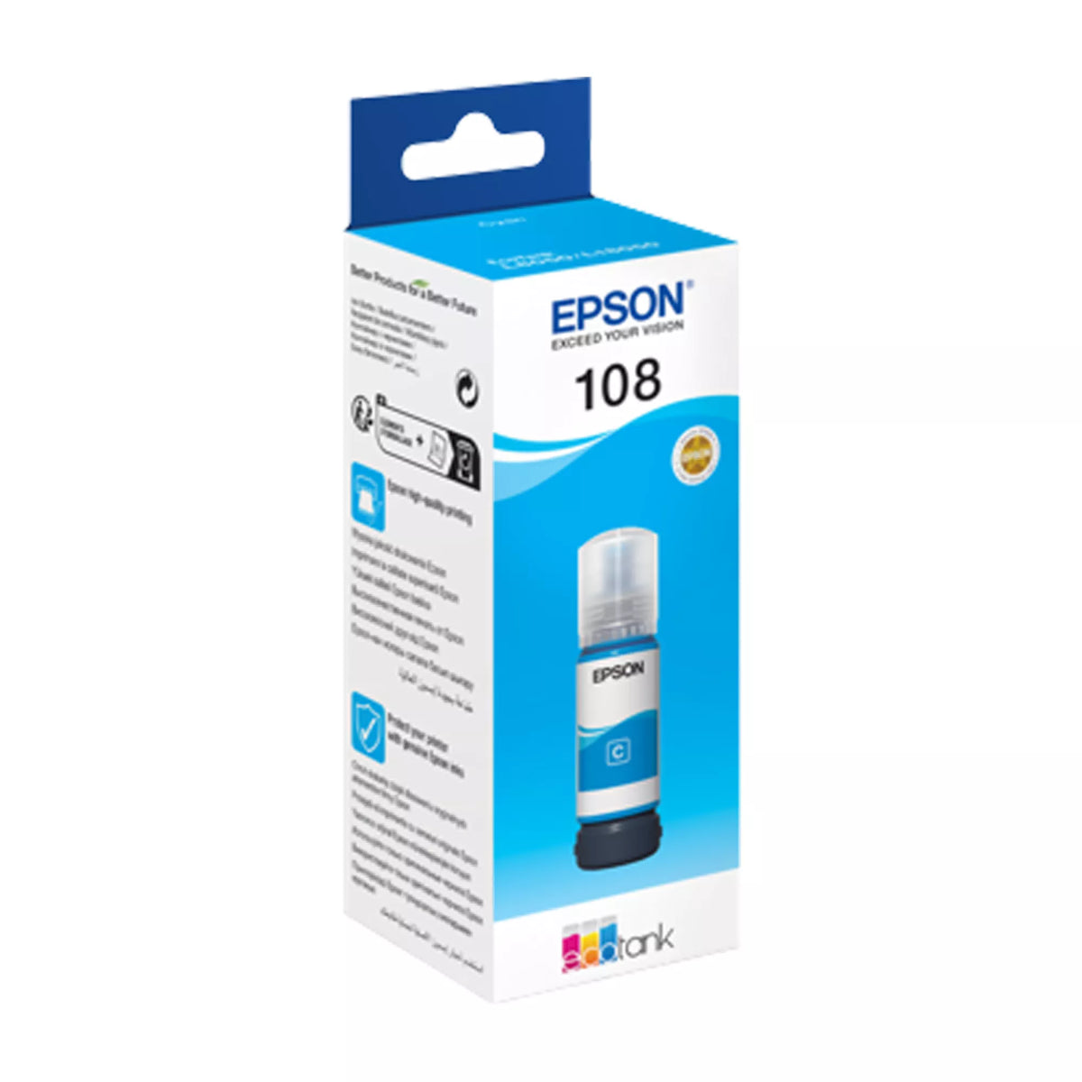 Epson 108 EcoTank Cyan ink Bottle,C13T09C24A