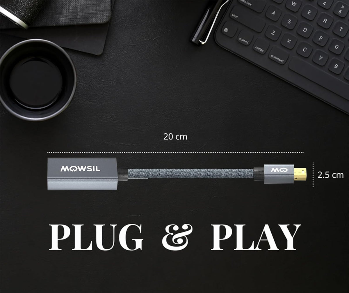 Mowsil Mini DisplayPort to DisplayPort Adapter | 4K@60Hz, Mini DP Male to DP Female | iMac Mac Mini Monitor