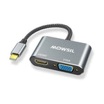 Mowsil Mini DisplayPort to HDMI and VGA Adapter – 4K HDMI, 1080p VGA, Gold-Plated Converter, Plug & Play