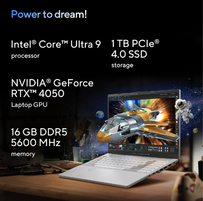 Asus VivoBook Pro N6506MU-MA011W Intel Core Ultra 9 16GB 1TB SSD 15.6 OLED Display Windows 11 Home, Grey Laptop