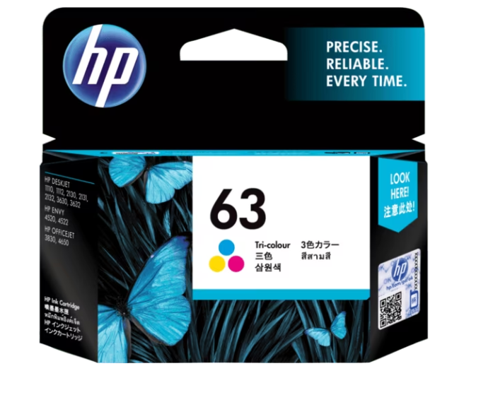 HP 63 Tri-color Original Ink Cartridge F6U61AA