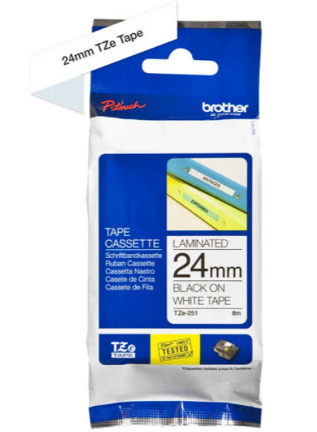 tape label maker ,0.94 w, black on white TZE-251