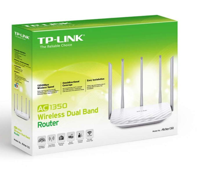 راوتر TP-Link AC1350 اللاسلكي ثنائي النطاق Archer C60