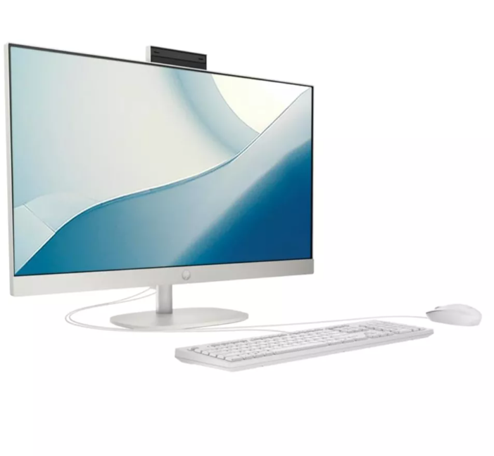 كمبيوتر HP الكل في واحد 24 - CR0002L Intel Core i7 16GB 512GB SSD 23.8 بوصة شاشة لمس عالية الدقة بالكامل، بدون نوافذ، أبيض صدفي، سطح مكتب