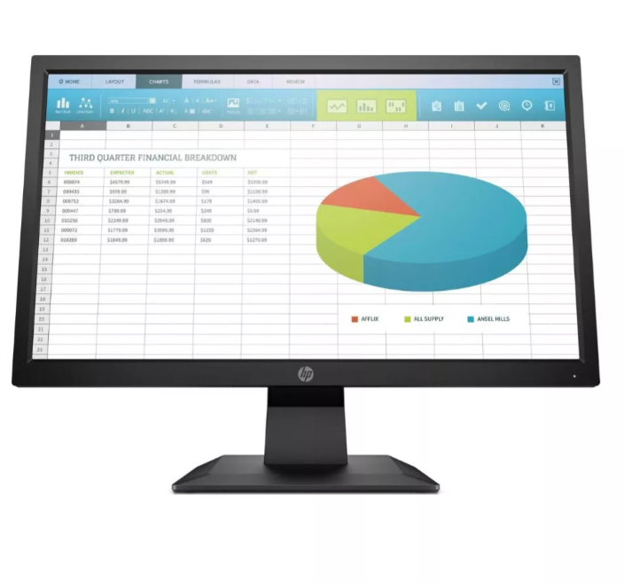 شاشة HP P204 عالية الدقة مقاس 19.5 بوصة، باللون الأسود