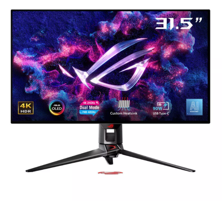 شاشة ألعاب Asus ROG Swift PG32UCDP مقاس 32 بوصة بدقة 4K UHD WOLED، لون أسود