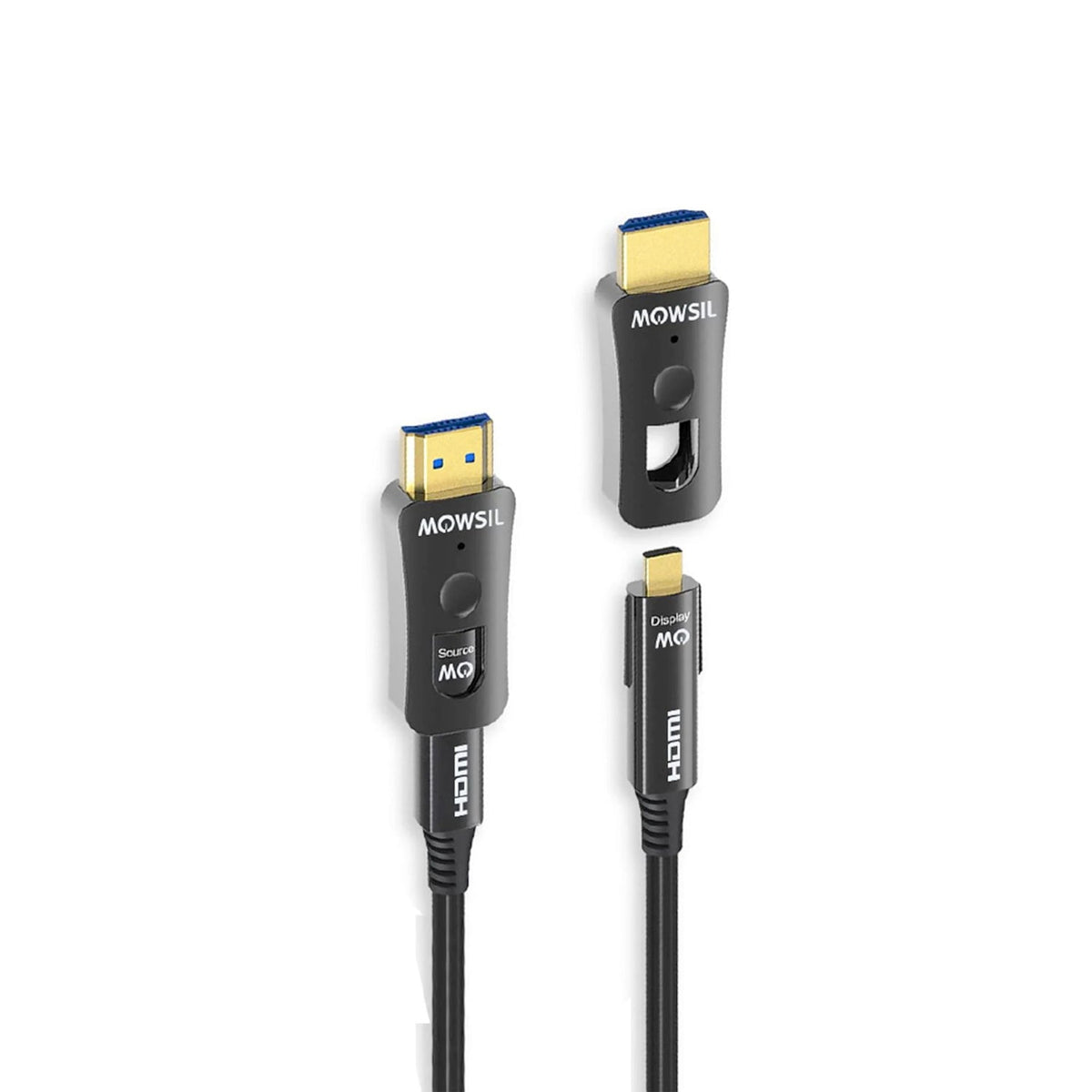 Mowsil HDMI 2.0 Active Optical Cable – 4K@60Hz, 18Gbps Slim Fiber, Detachable Connector, EMI-Free, High-Speed