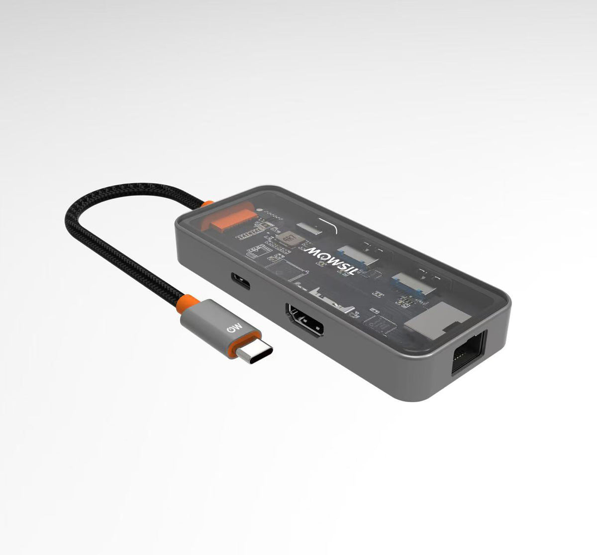 Mowsil 6-in-1 USB-C Hub Docking Station | 4K@60Hz HDMI, 100W PD, RJ45, 2×USB 3.0 & USB-C Data | MacBook iPad