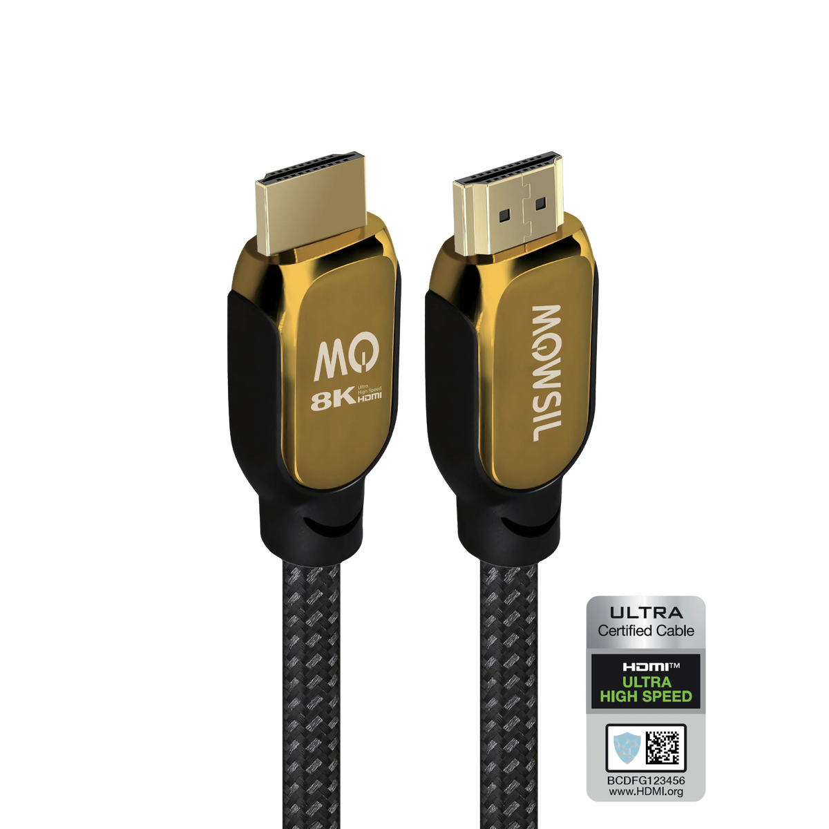 Mowsil 8K HDMI 2.1 Cable – 48Gbps Ultra High-Speed, 8K@60Hz, 4K@120Hz, Braided, Gold-Plated Connectors