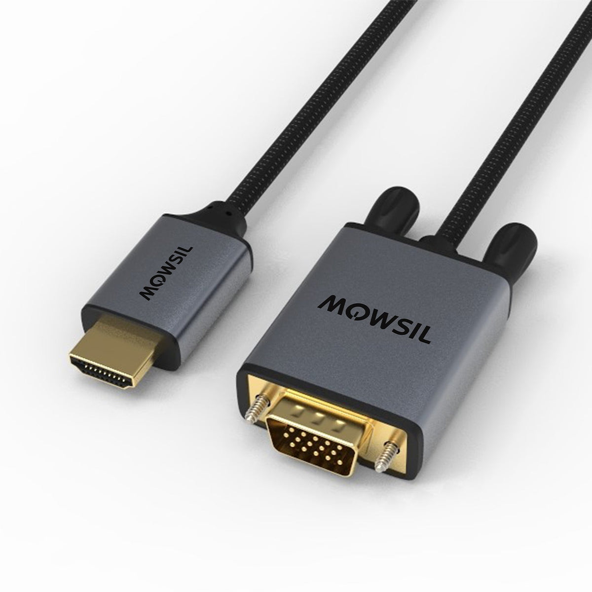 Mowsil HDMI to VGA Cable – 1080p@60Hz, Gold-Plated Connectors, Durable Design, Compatible with PC, Laptop