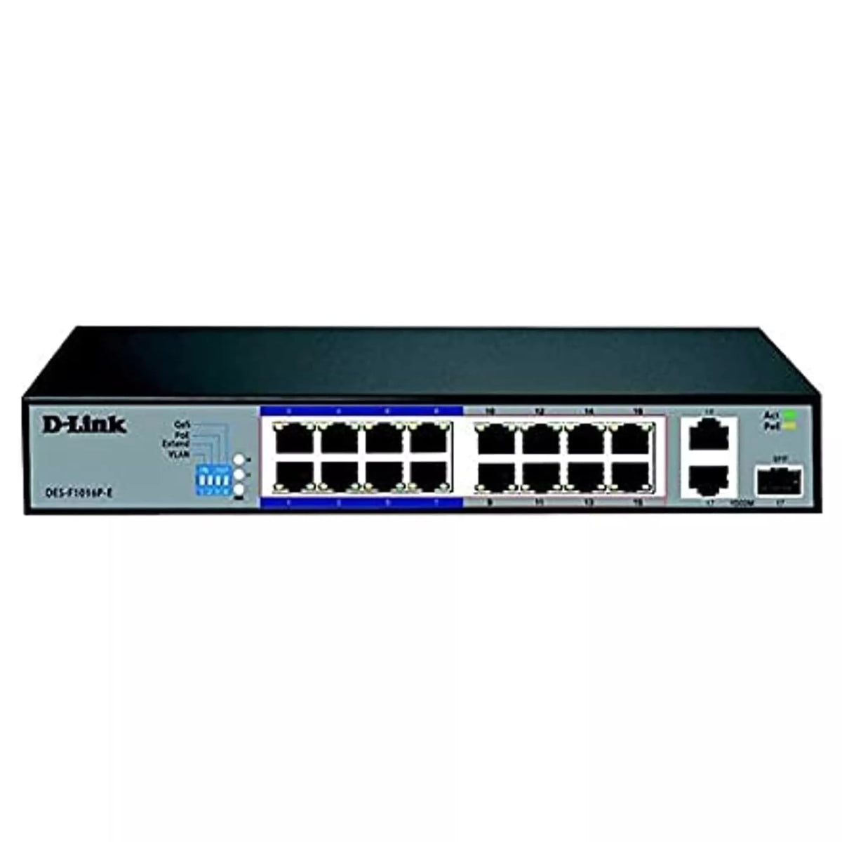 D-Link DGS-F1016P 16-Port Gigabit Unmanaged POE Switch with 2 SFP ports 250 watts