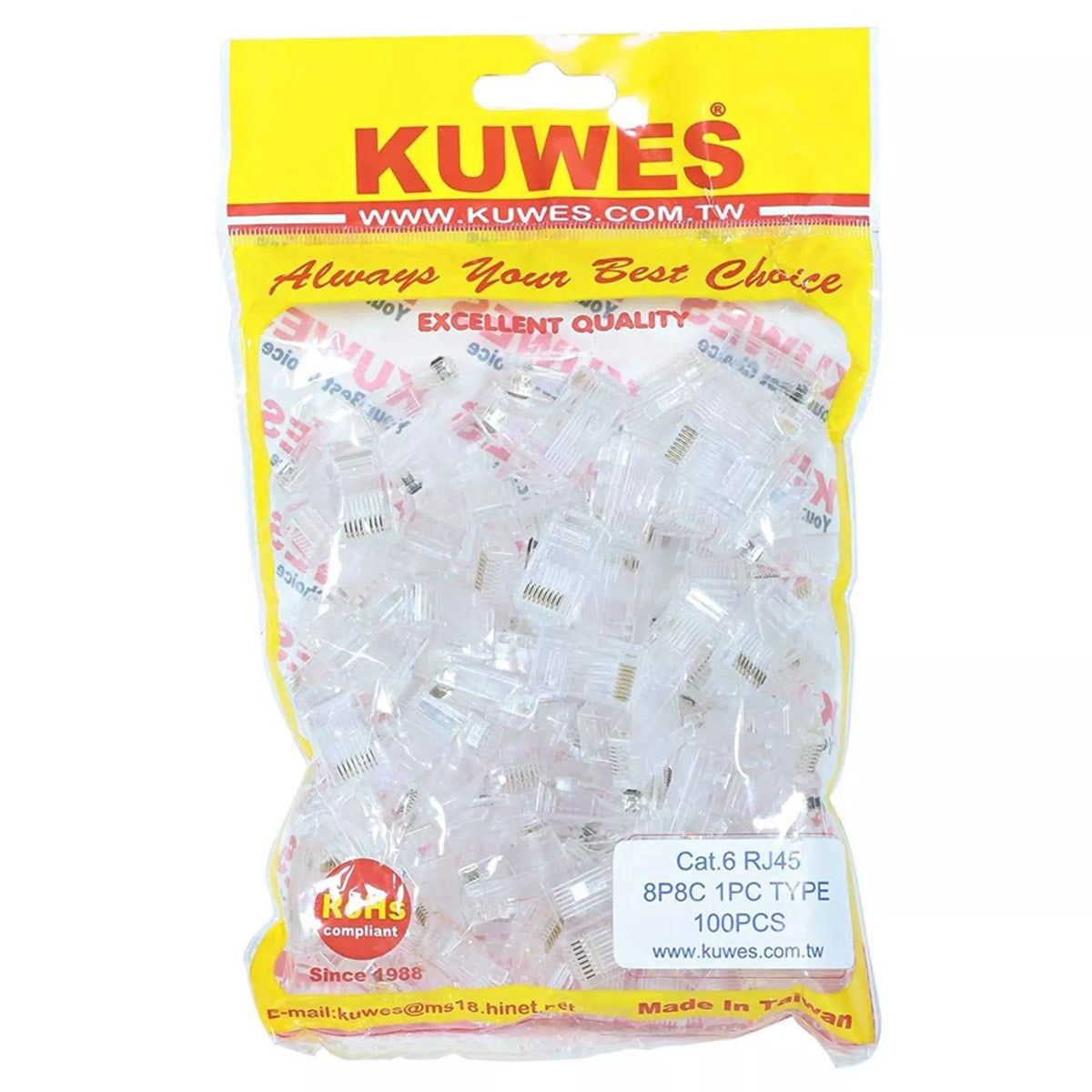 Kuwes CAT6 RJ45 Connectors Pack Of 100