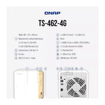 QNAP TS-462-4G 4-Bay, 2.5GbE, Intel CPU, 4GB RAM, M.2 Slots, PCIe Slot, Home NAS