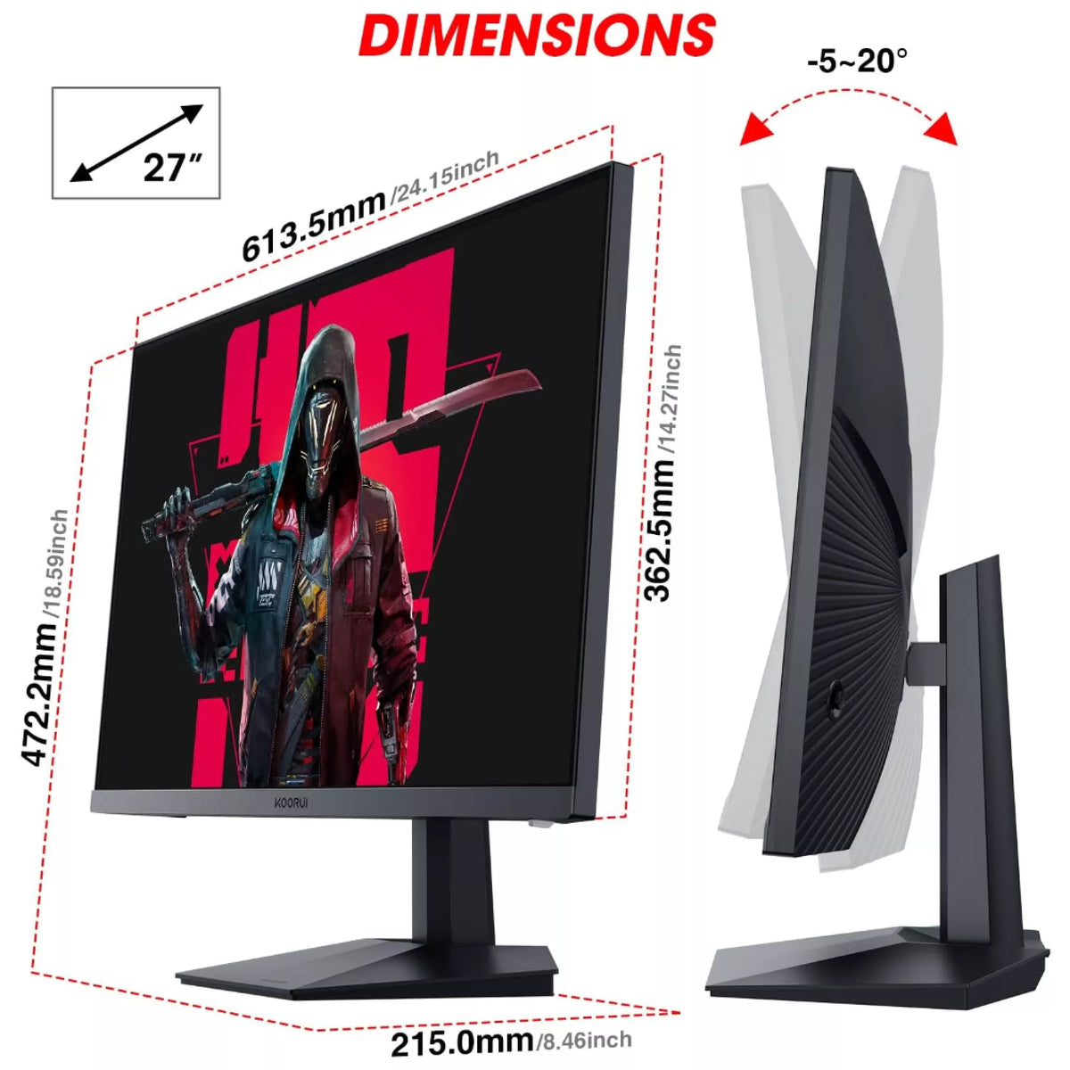 KOORUI 27 inch Gaming Monitor