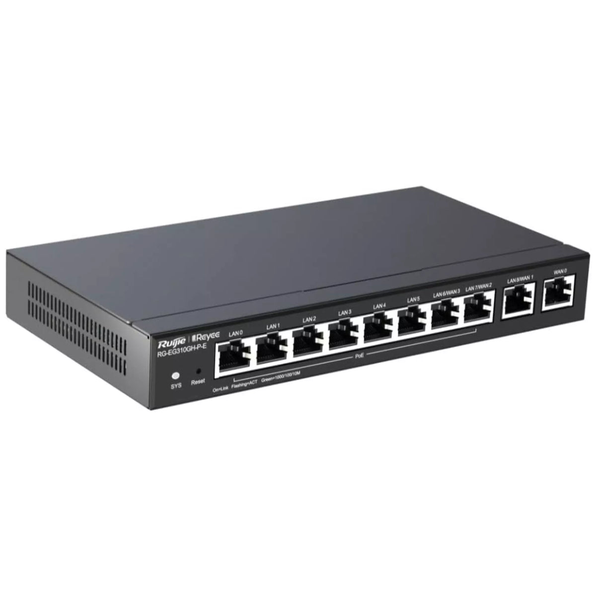 Ruijie Reyee RG-EG310GH-P-E - Desktop 10-port full gigabit router, concurrency of 300 users, 1.5 Gbps throughput