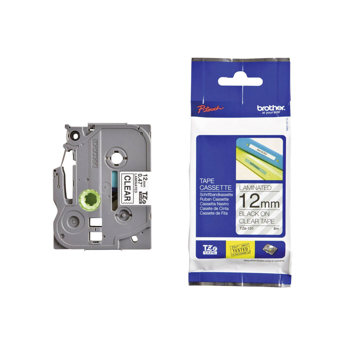 Brother TZe-131 Labelling Tape Black on Clear, 12mm wide