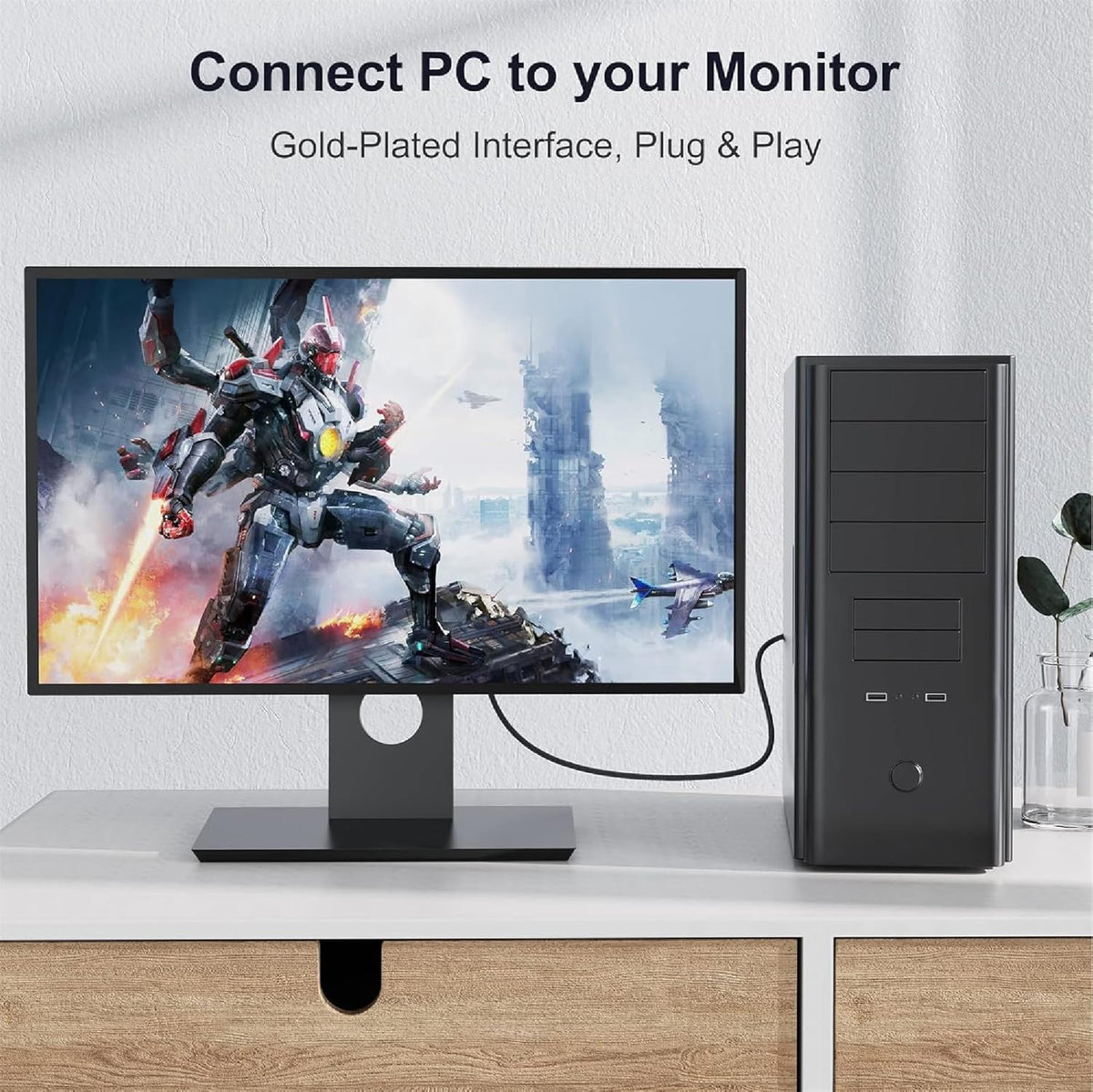 Mowsil DisplayPort to DVI-D Cable | 4K@30Hz High-Speed Adapter, Gold-Plated Male to Male | PC Monitor TV