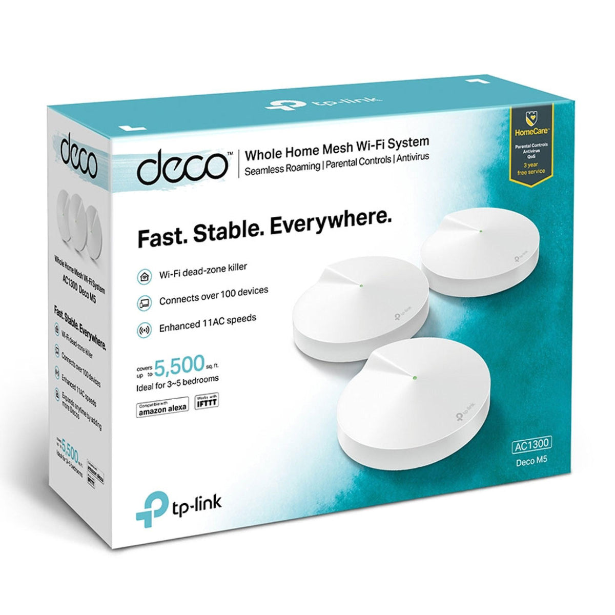 TP-Link 3 Piece Deco M5 AC1300 Home Mesh Wi-Fi System White