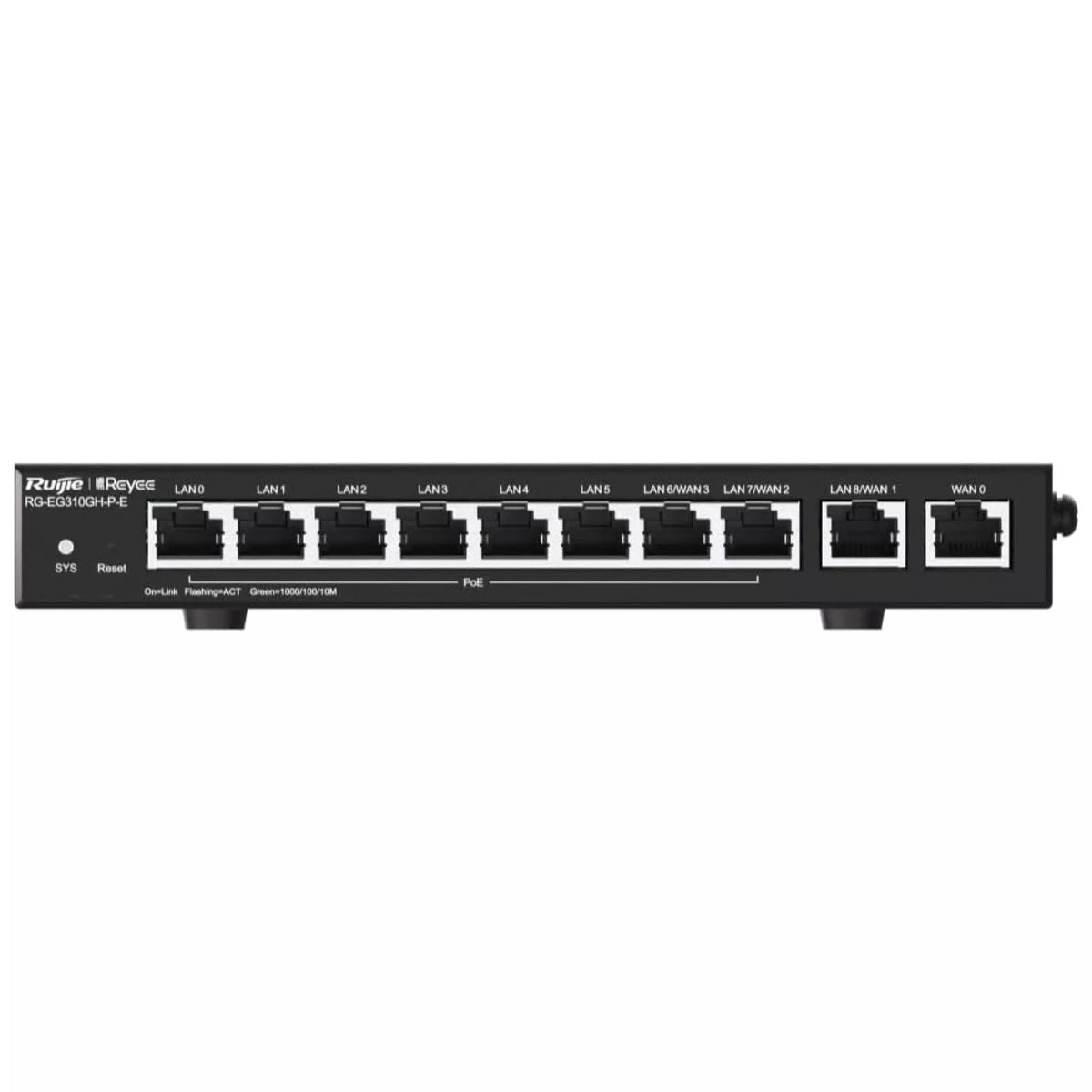 Ruijie Reyee RG-EG310GH-P-E - Desktop 10-port full gigabit router, concurrency of 300 users, 1.5 Gbps throughput