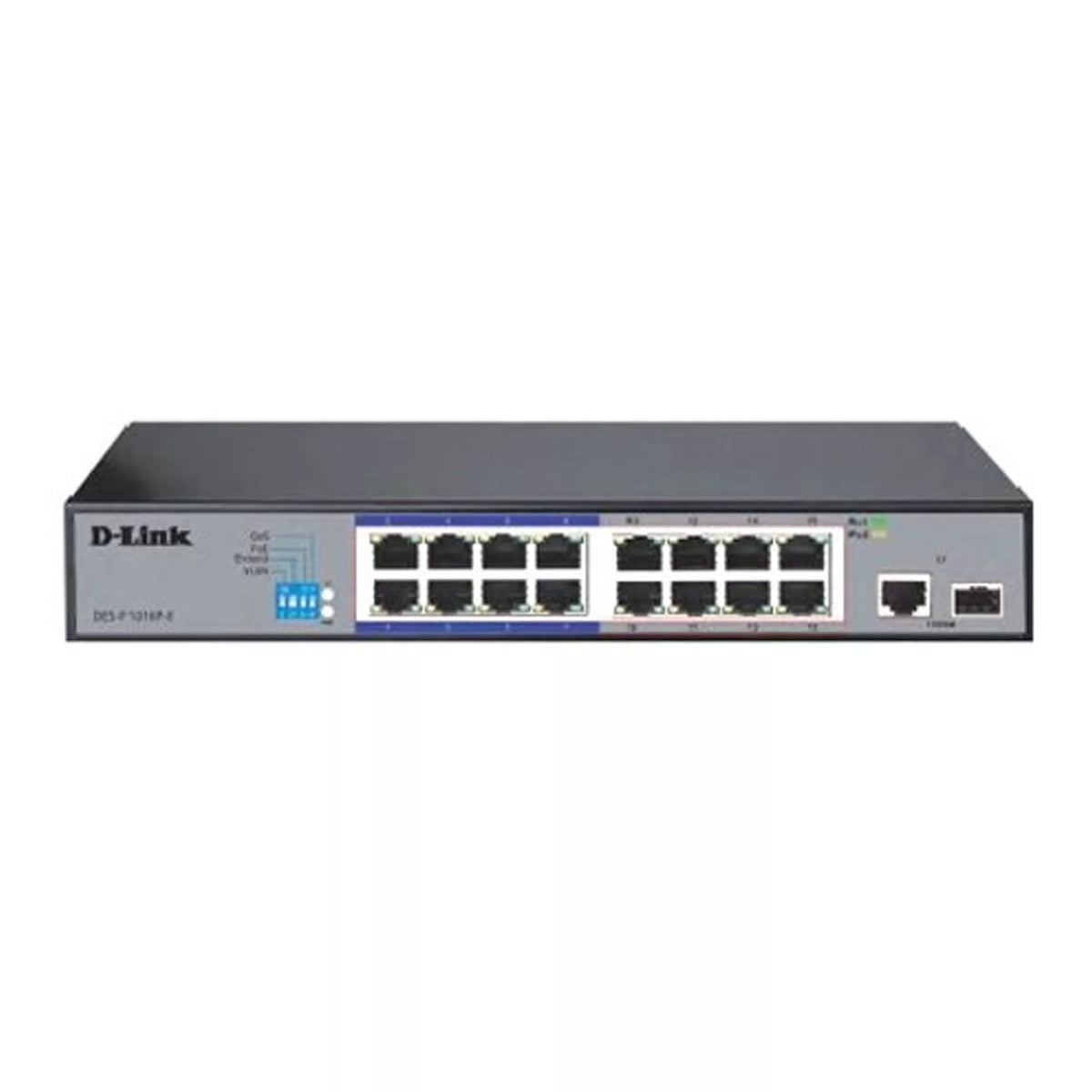 D-Link DESF-1016P-EB 16-Port 10100 Long Range PoE+ Surveillance Switch