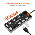 Mowsil 12-in-1 USB-C Hub – 100W PD Dock, Dual HDMI 4K, VGA, USB 3.0, RJ45, SD/TF, Audio, for Mac & Laptop