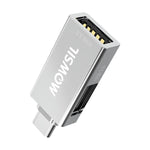 Mowsil USB-C to USB 2 Port 3.0 Adapter, Type C Male to Type A Female Converter for MacBook Pro,iPad Pro/Mac Air/Surface, Phone/Tablet, Grey