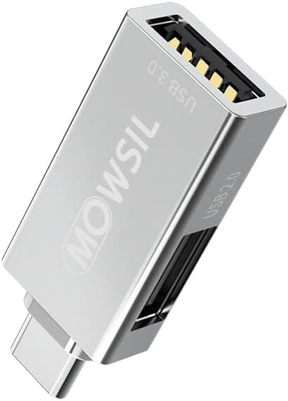 Mowsil USB-C to USB 2 Port 3.0 Adapter, Type C Male to Type A Female Converter for MacBook Pro,iPad Pro/Mac Air/Surface, Phone/Tablet, Grey
