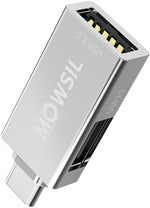 Mowsil USB-C to USB 2 Port 3.0 Adapter, Type C Male to Type A Female Converter for MacBook Pro,iPad Pro/Mac Air/Surface, Phone/Tablet, Grey