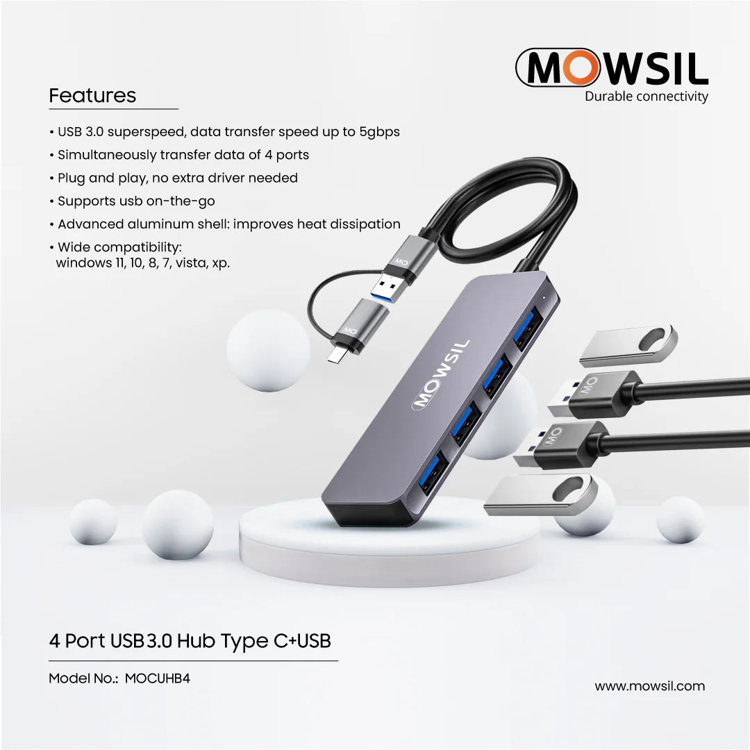Type C + USB 4 Port USB 3.0 HUB