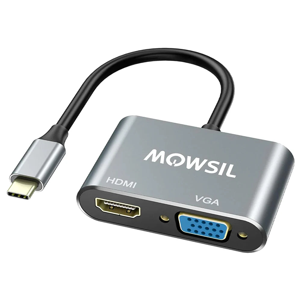Mowsil USB-C to HDMI+VGA Adapter
