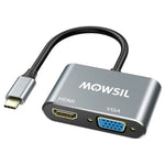 Mowsil USB-C to HDMI+VGA Adapter