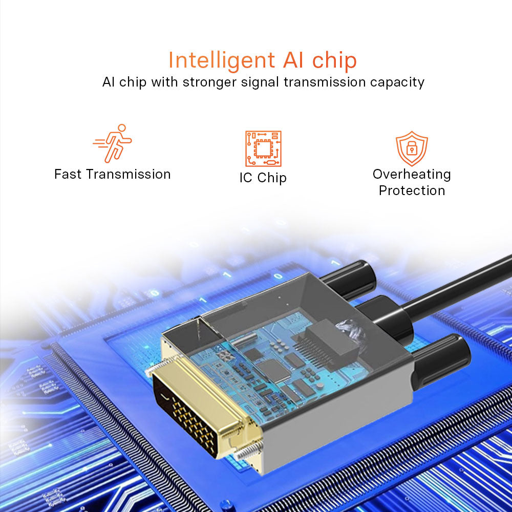 Mowsil DisplayPort to DVI-D Cable | 4K@30Hz High-Speed Adapter, Gold-Plated Male to Male | PC Monitor TV