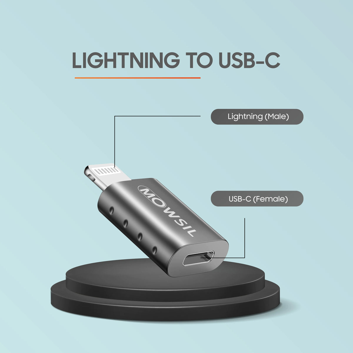 Mowsil Lightning Male to USB C Female Adapter 
