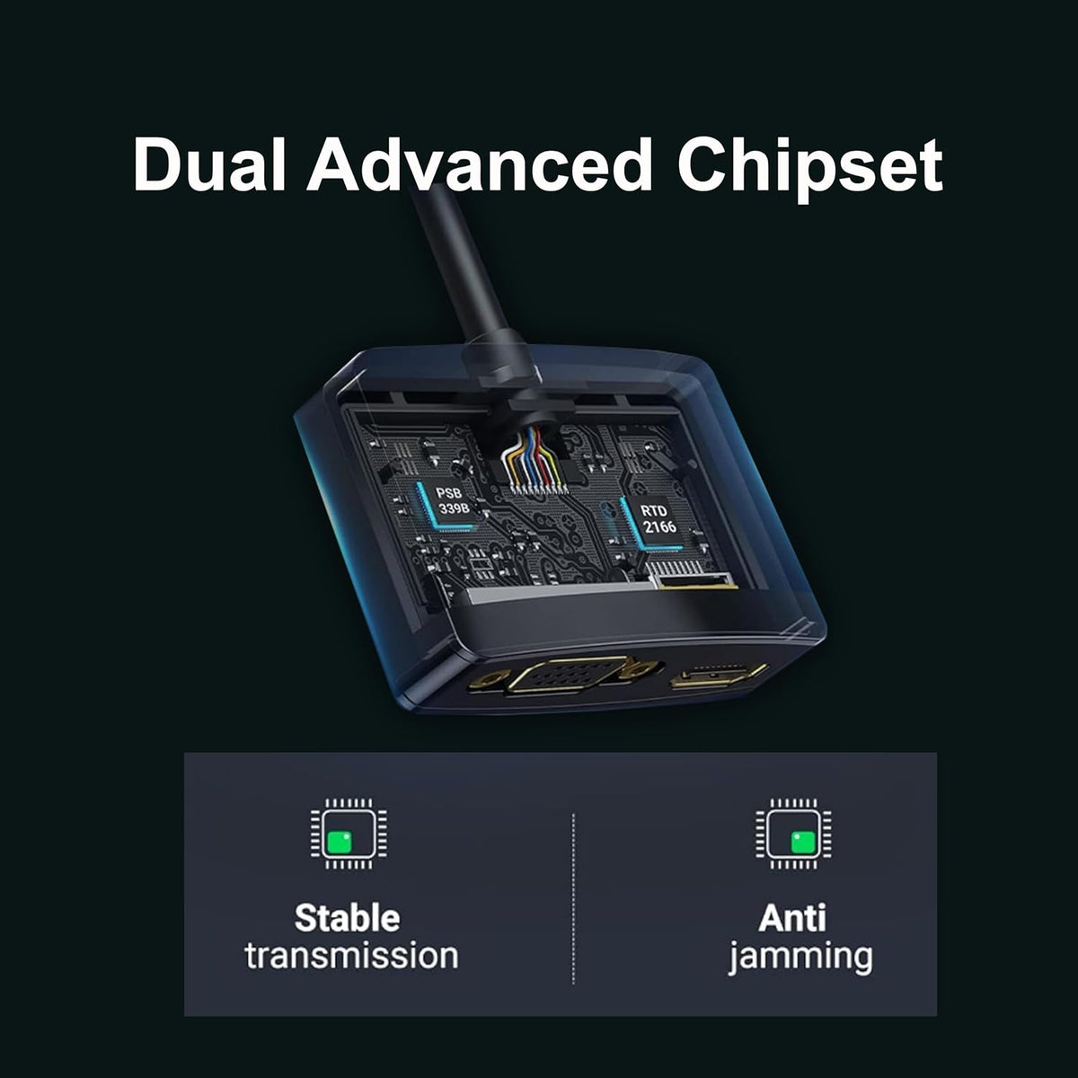 Mowsil Mini DisplayPort to VGA Adapter – 1080p@60Hz, Gold-Plated, Aluminum Alloy, Compatible with Mac & Laptop