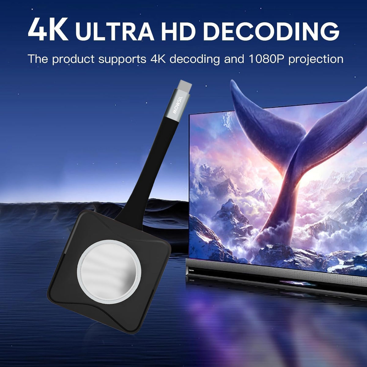 Mowsil Type-C Wireless HDMI Transmitter 4K@60Hz | Plug & Play Video Adapter Compatible Only with Mowsil HDMI Extender