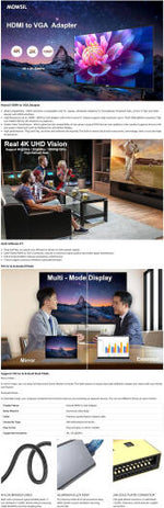 Mowsil HDMI to VGA Adapter | 1080p Full HD Plug & Play Converter for PC, Laptop, Projector & Monitor