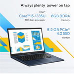 Asus VivoBook X1404VA-NK114W Intel Core I5 1335U 8GB 512GB SSD 14 Inch Full HD Windows 11 Home, Blue Laptop