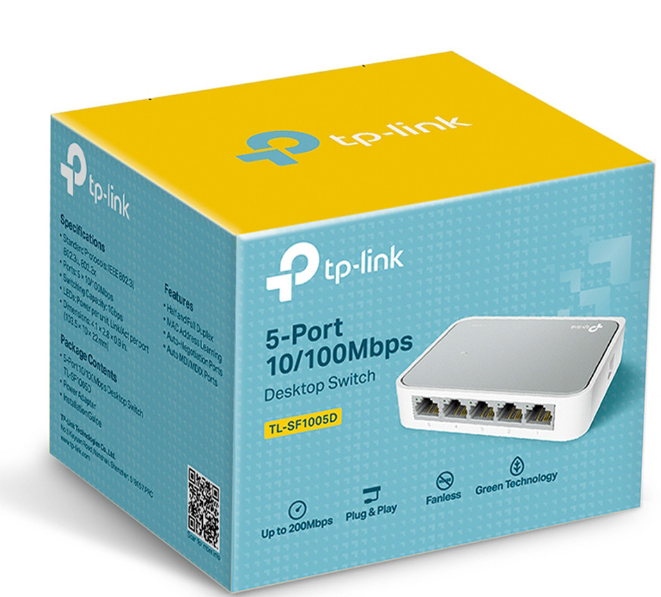 مفتاح سطح المكتب TP-Link TL-SF1005D بخمسة منافذ بسرعة 10100 ميجابت في الثانية