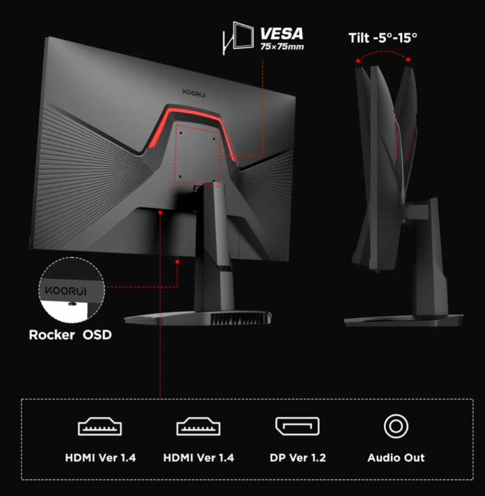 Koorui 24.5 inch FHD 170Hz 1ms Gaming Monitor, 25E3A
