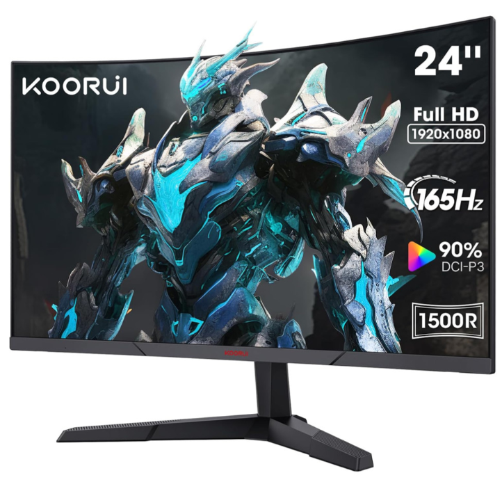 Koorui 24 Inch FHD Curved Gaming Monitor, 24E6CA