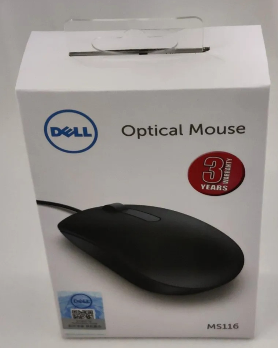 Dell MS116 USB Wired Optical Mouse, Black