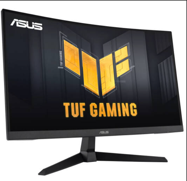 شاشة Asus TUF Gaming VG27VQ3B المنحنية مقاس 27 بوصة بدقة Full HD وشاشة Fast VA، لون أسود