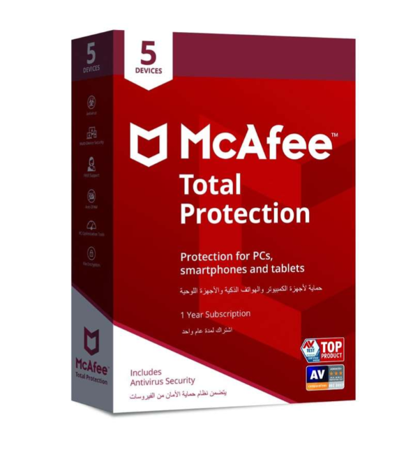 McAfee Total Protection، 5 أجهزة - اشتراك لمدة عام واحد