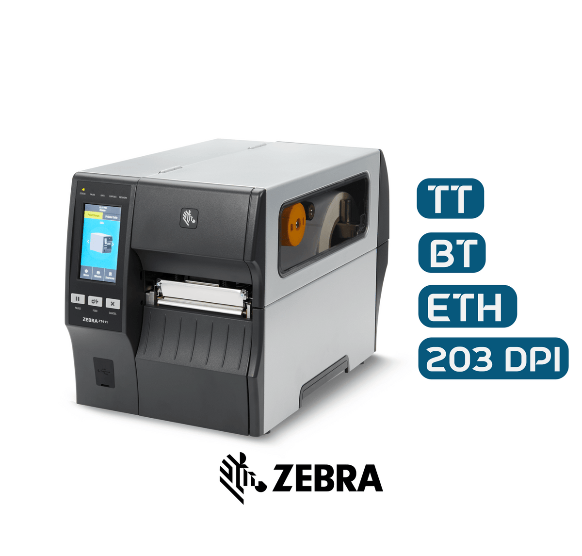 طابعة Zebra Industrial ZT411، إيثرنت، بلوتوث، باركود